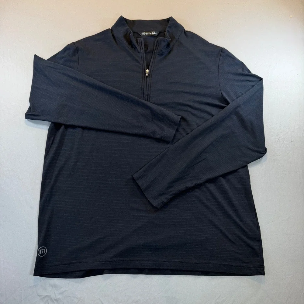 Travis Matthew Mens XL Black Heather Quarter Zip Pullover Golf Long Sleeve Shirt